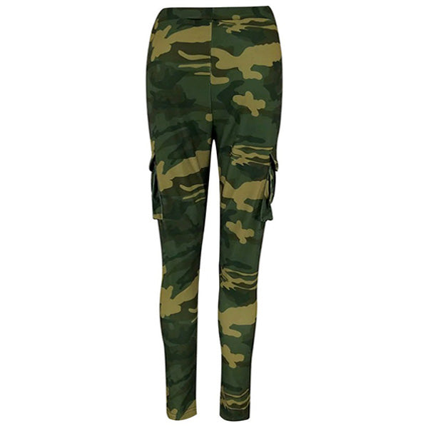 Women's Olive Camouflage Skinny Cargo Pants