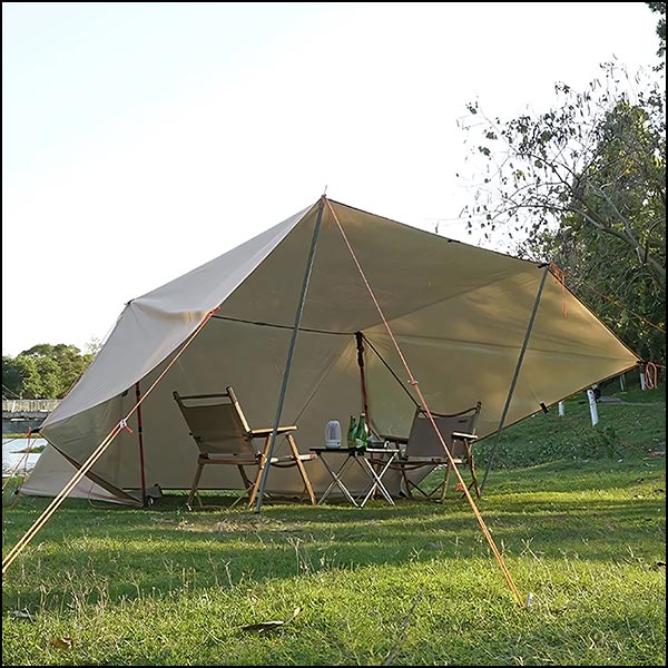 Tan Light Gray Reversible Camping Rain Fly Tarp