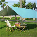 Teal Blue Camping Tarp with Grey & Orange Trim