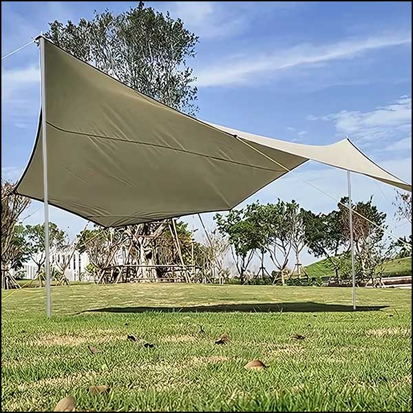 Light Tan Grey Asymmetrical Camping Tarp