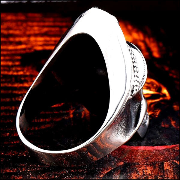 Men's Stainless Steel Officer Cap Skull Ring