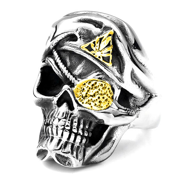 Men's Two-Tone Stainless Steel Pirate Skull Ring
