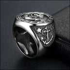 Men's Oxidized Stainless Steel Anchor Ring