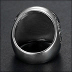 Men's Oxidized Stainless Steel Anchor Ring