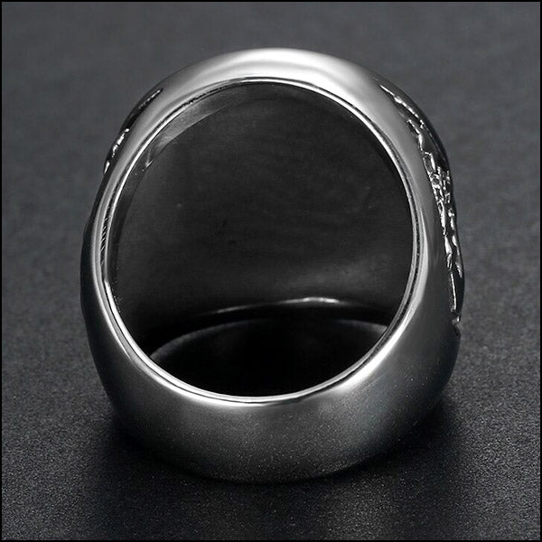 Men's Oxidized Stainless Steel Anchor Ring