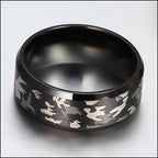 Men's Black Stainless Steel Camouflage Ring