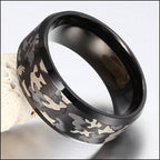 Men's Black Stainless Steel Camouflage Ring