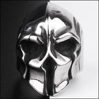 Heavy Silver-Tone Armored Skull Ring