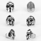 Heavy Silver-Tone Armored Skull Ring