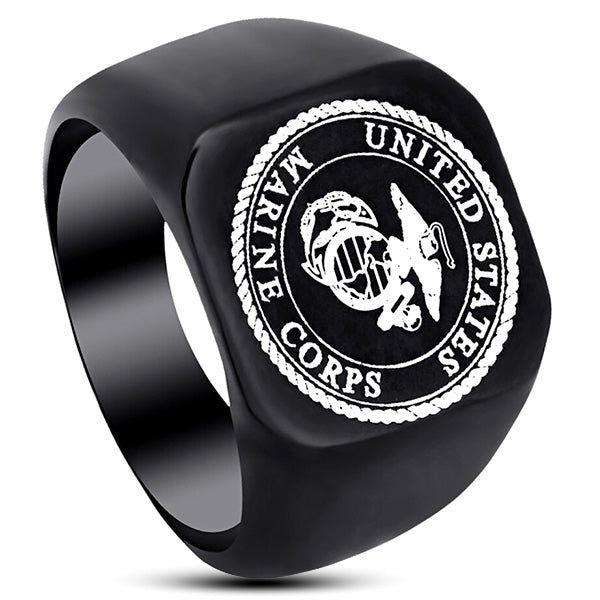 Men's Black Marine Corps Signet Ring