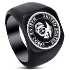 Men's Black Marine Corps Signet Ring