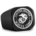 Men's Black Marine Corps Signet Ring