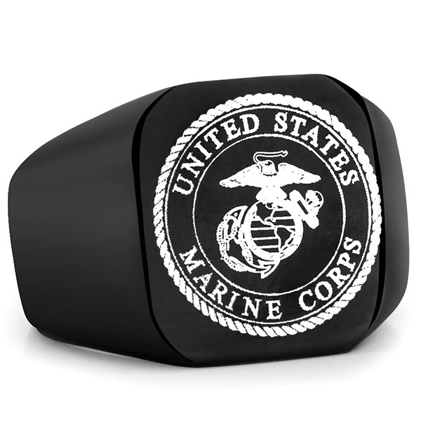 Men's Black Marine Corps Signet Ring