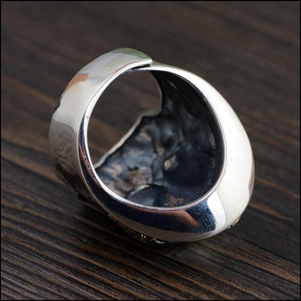 Men's Nautical Captain Skull Ring with Beard