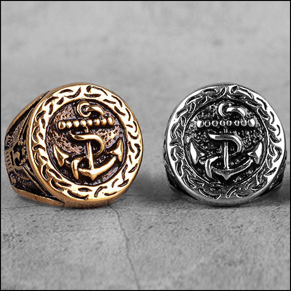 Men's Stainless Steel Anchor Viking Ring