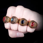 Men's Gold-Tone Army Signet Ring with Red Stone