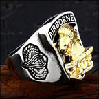 Men's Stainless Steel Airborne 10 Gold Eagle Ring