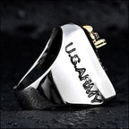 Men's Stainless Steel Airborne 10 Gold Eagle Ring