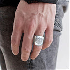 Men's Stainless Steel Russian Eagle Crest Signet Ring