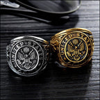 Bold Men's Silver-Tone US Army Insignia Ring