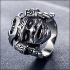 Men's Antiqued Silver Samurai Helmet Ring