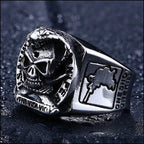 Men's Stainless Steel Skull Snake Ring US Army Sniper
