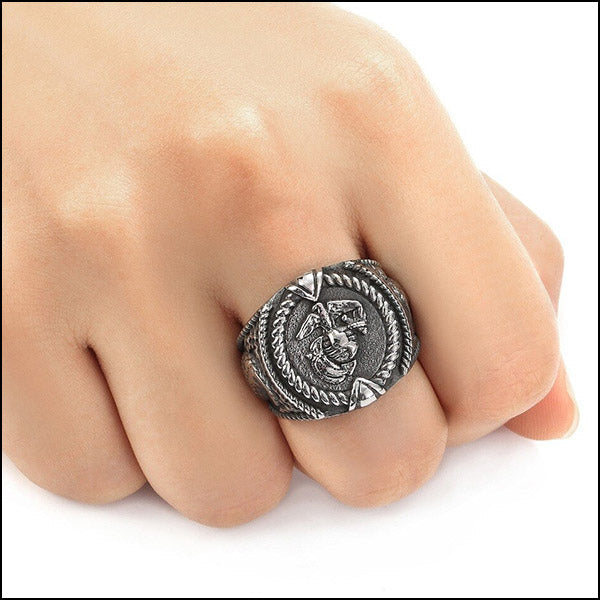 Men's Stainless Steel Marine Corps Signet Ring