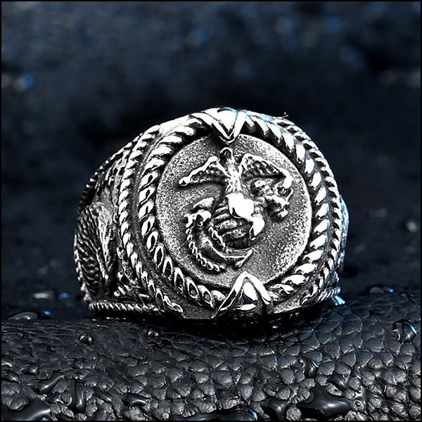 Men's Stainless Steel Marine Corps Signet Ring