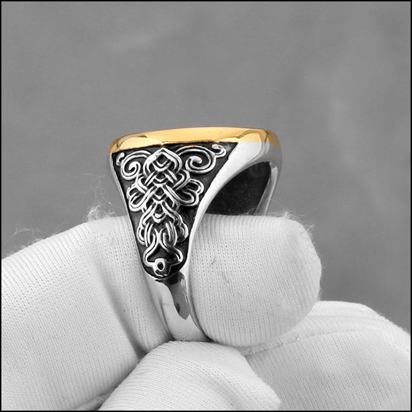 Men's Gold-Tone Valknut Viking Signet Ring