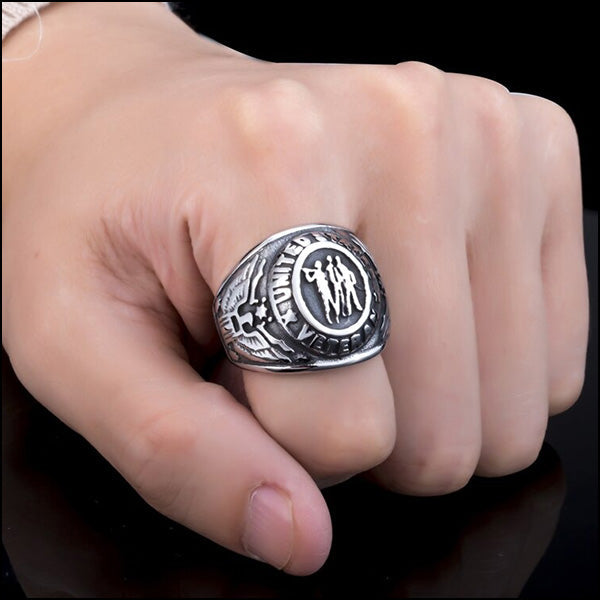 Men's Stainless Steel Veteran Eagle Ring