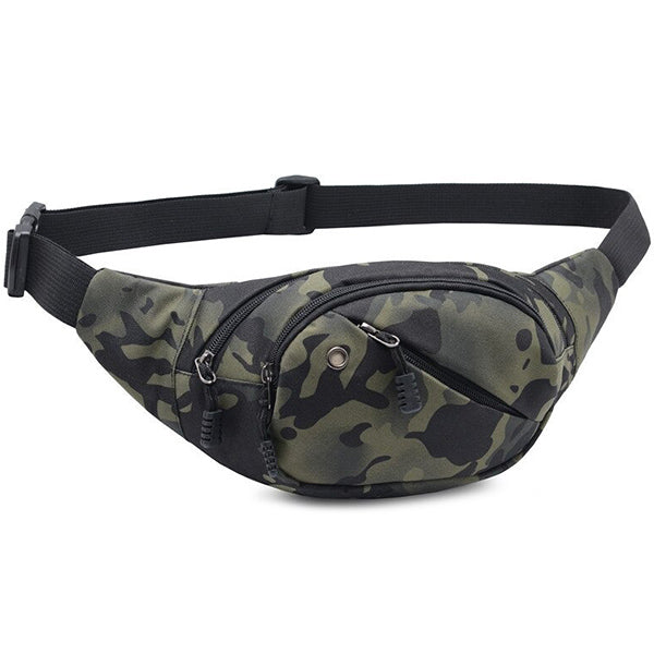 Unisex Green Camouflage Fanny Pack with 3 Pockets