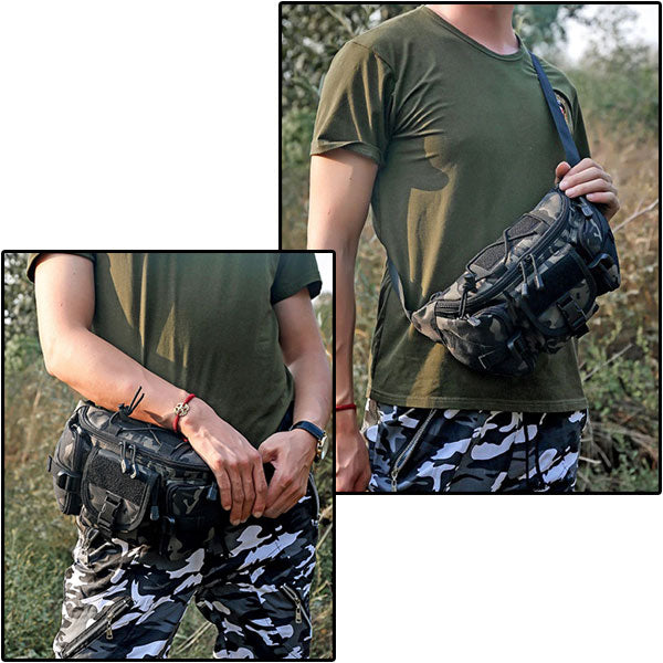 Tactical Dark Camouflage Multi-Pocket Waist Bag