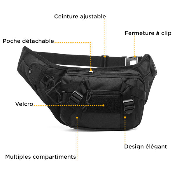 Black Tactical Outdoor Lumbar Pack