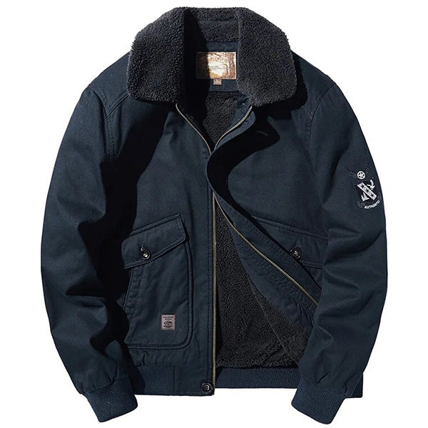 Navy Blue Aviator Jacket