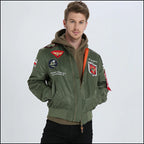 Men's Olive Green US Navy Patch Bomber Jacket
