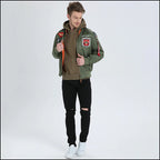 Men's Olive Green US Navy Patch Bomber Jacket