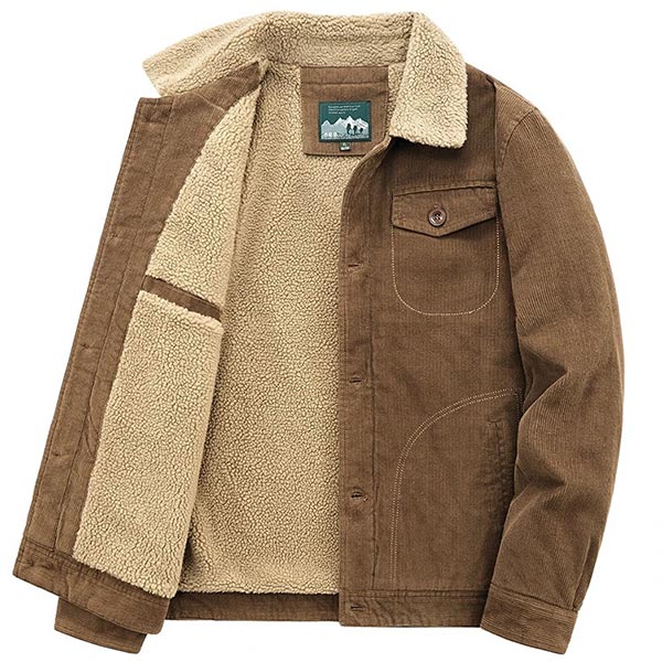 Men's Brown Corduroy Sherpa Lined Jacket