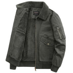 Men's Dark Green Sherpa Lined Bomber Jacket