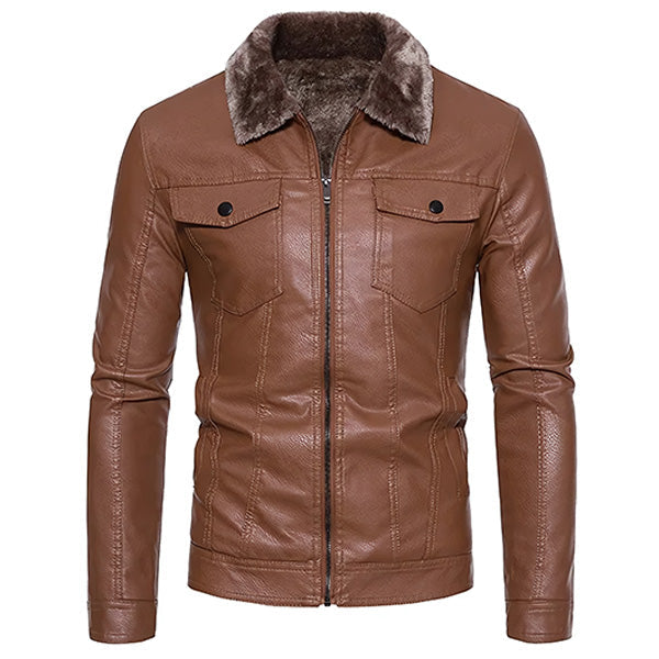 Men's Brown Leather Aviator Jacket
