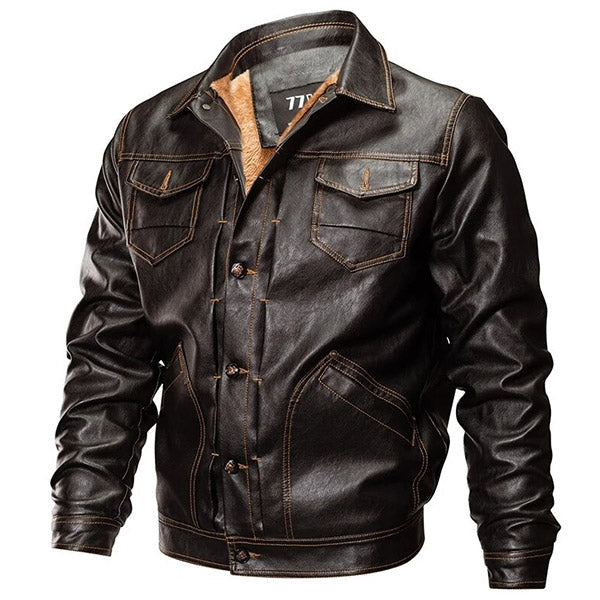 Vintage Brown Leather Aviator Jacket