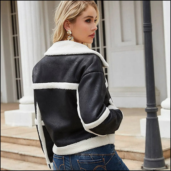 Women's Aviator Jacket with Fur Collar