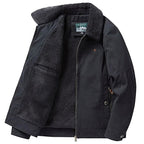 Men's Dark Grey Fleece Lined Faux Fur Collared Jacket