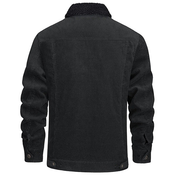 Men's Dark Gray Corduroy Sherpa Lined Jacket