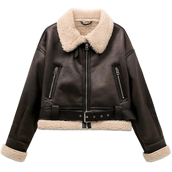 Women's Brown Aviator Jacket