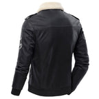 Men's Black Aviator Jacket with Faux Shearling Collar