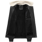 Men's Black Aviator Jacket with Faux Shearling Collar