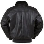 Men's Black Faux Leather Bomber Jacket with Faux Fur Collar