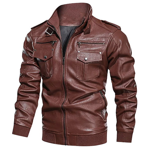 Men's Faux Leather Aviator Jacket