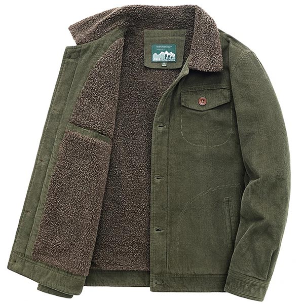 Men's Olive Corduroy Sherpa Lined Jacket