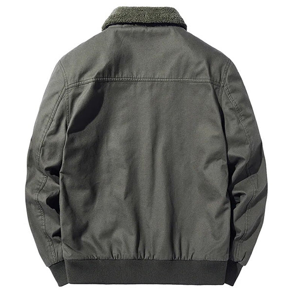 Men's Olive Green Sherpa Lined Bomber Jacket